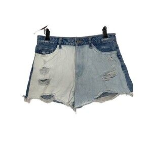 Altrd State Vervet Women Medium Color Block Y2K 90s Blue Denim Short